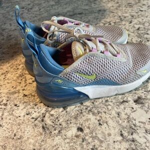 Nike Kids Sneakers in Blue and Gray with Yellow Accents